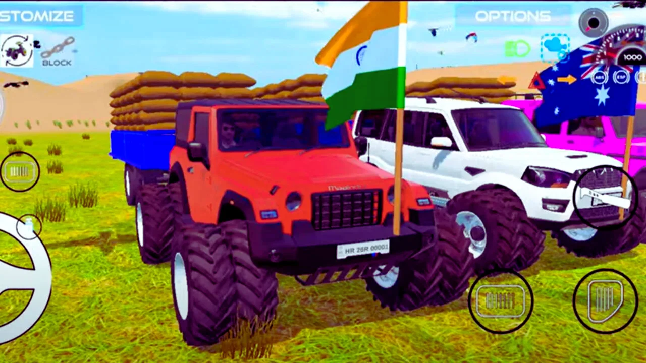 Epic Pull_ Bori-Loaded Trolley by Bolero, Scorpio & Thar in the Tractor Simulator Game (2) Pull Bori-Loaded Trolley by Bolero